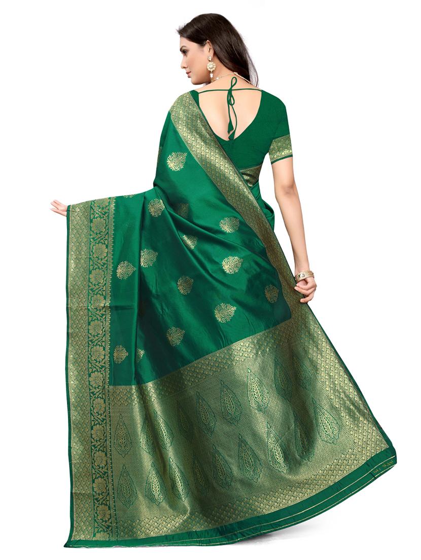 ethnic motifs banarasi saree with blouse - 17623290 - Zoom Image - 2