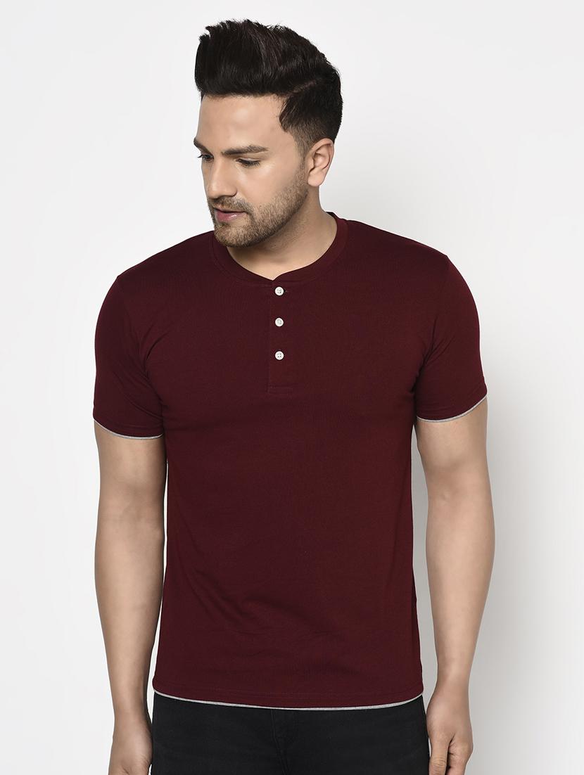 maroon solid t-shirt - 17623382 - Zoom Image - 1