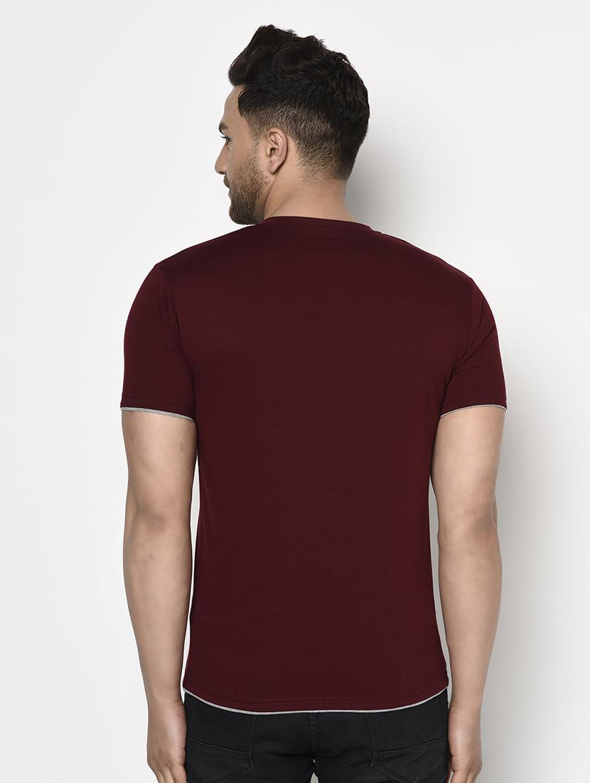 maroon solid t-shirt - 17623382 - Zoom Image - 3
