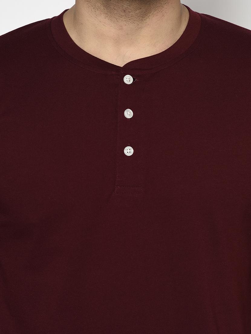 maroon solid t-shirt - 17623382 - Zoom Image - 5
