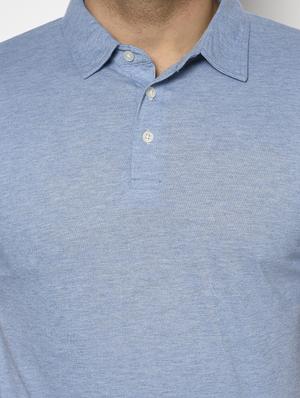 blue solid collared t-shirt - 17623384 - Standard Image - 5