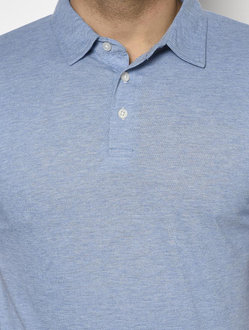 blue solid collared t-shirt - 17623384 - Zoom Image - 5