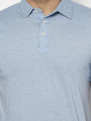 blue solid collared t-shirt - 17623388 - Standard Image - 5