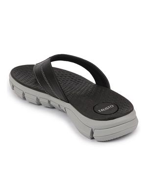 black pu toe separator slippers - 17623601 - Standard Image - 3