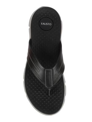 black pu toe separator slippers - 17623601 - Standard Image - 4