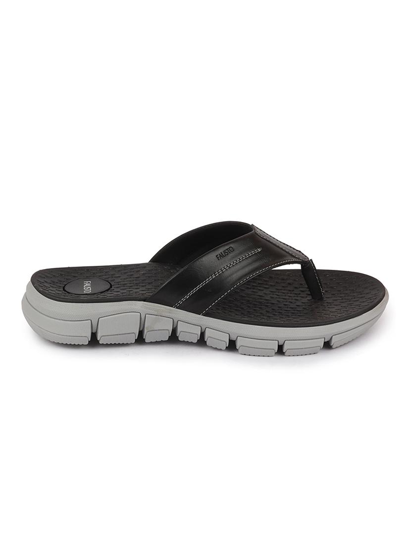 black pu toe separator slippers - 17623601 - Zoom Image - 2