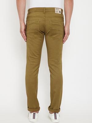 olive green plain denim jeans - 17623932 - Standard Image - 3