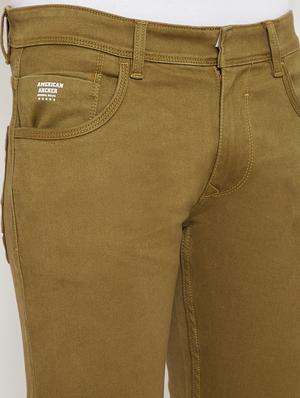 olive green plain denim jeans - 17623932 - Standard Image - 5