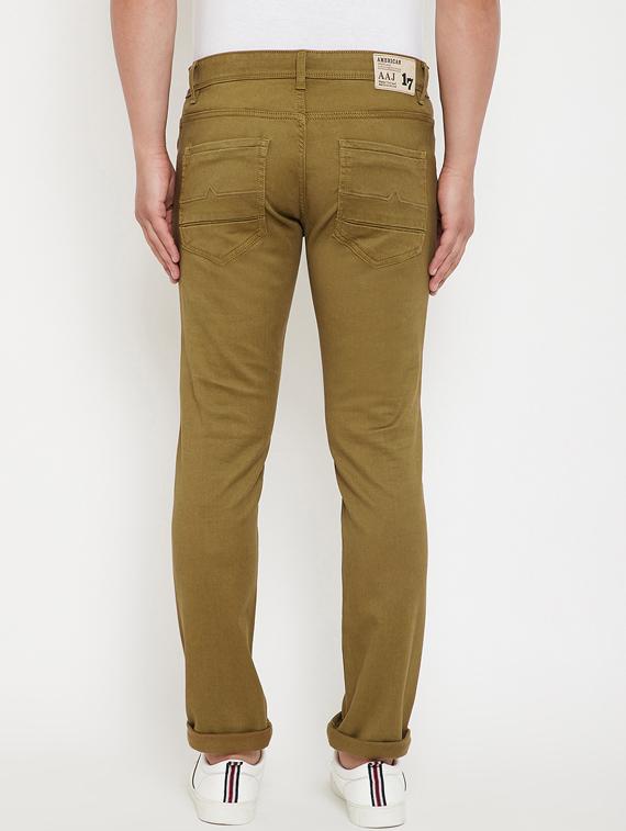 olive green plain denim jeans - 17623932 - Zoom Image - 3