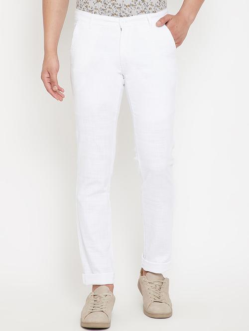 white solid chinos - 17623952 - Standard Image - 1