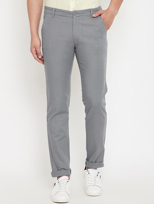 grey solid chinos - 17623954 - Standard Image - 1