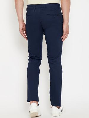 navy blue solid chinos - 17623959 - Standard Image - 3