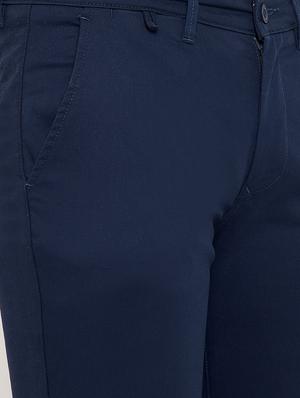 navy blue solid chinos - 17623959 - Standard Image - 5