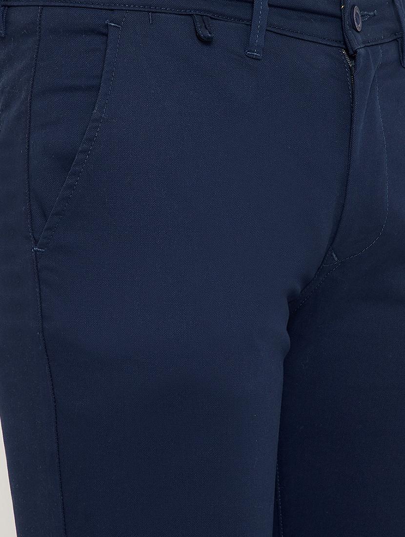 navy blue solid chinos - 17623959 - Zoom Image - 5