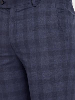 navy blue checkered flat front trouser - 17623961 - Standard Image - 5