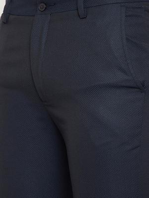navy blue solid flat front formal trouser - 17623963 - Standard Image - 5