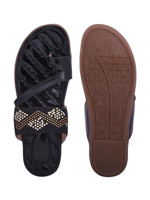 black synthetic slip on sandals - 17624202 - Standard Image - 3