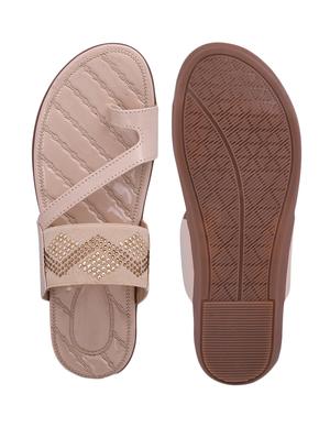 beige synthetic slip on sandals - 17624204 - Standard Image - 4