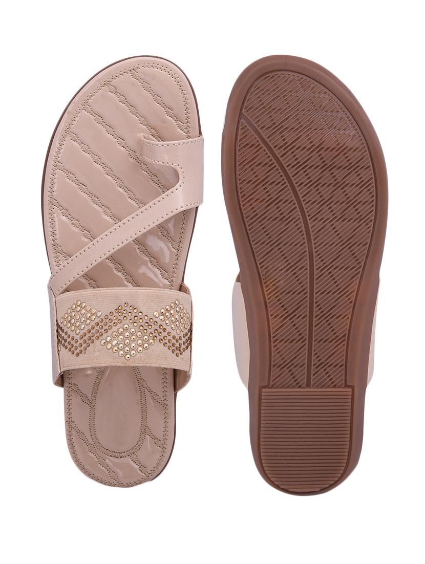 beige synthetic slip on sandals - 17624204 - Zoom Image - 4