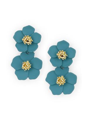 green metal drop earring - 17624391 - Standard Image - 2