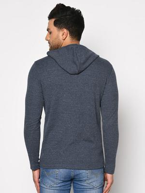 blue solid hooded t-shirt - 17624703 - Standard Image - 2