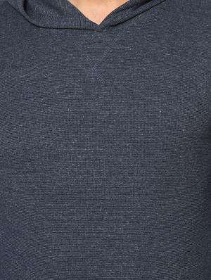 blue solid hooded t-shirt - 17624703 - Standard Image - 4