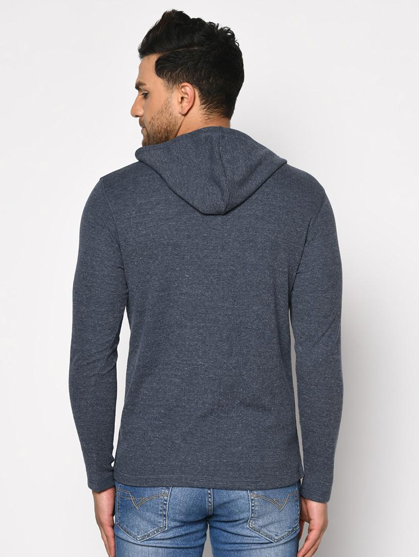 blue solid hooded t-shirt - 17624703 - Zoom Image - 2