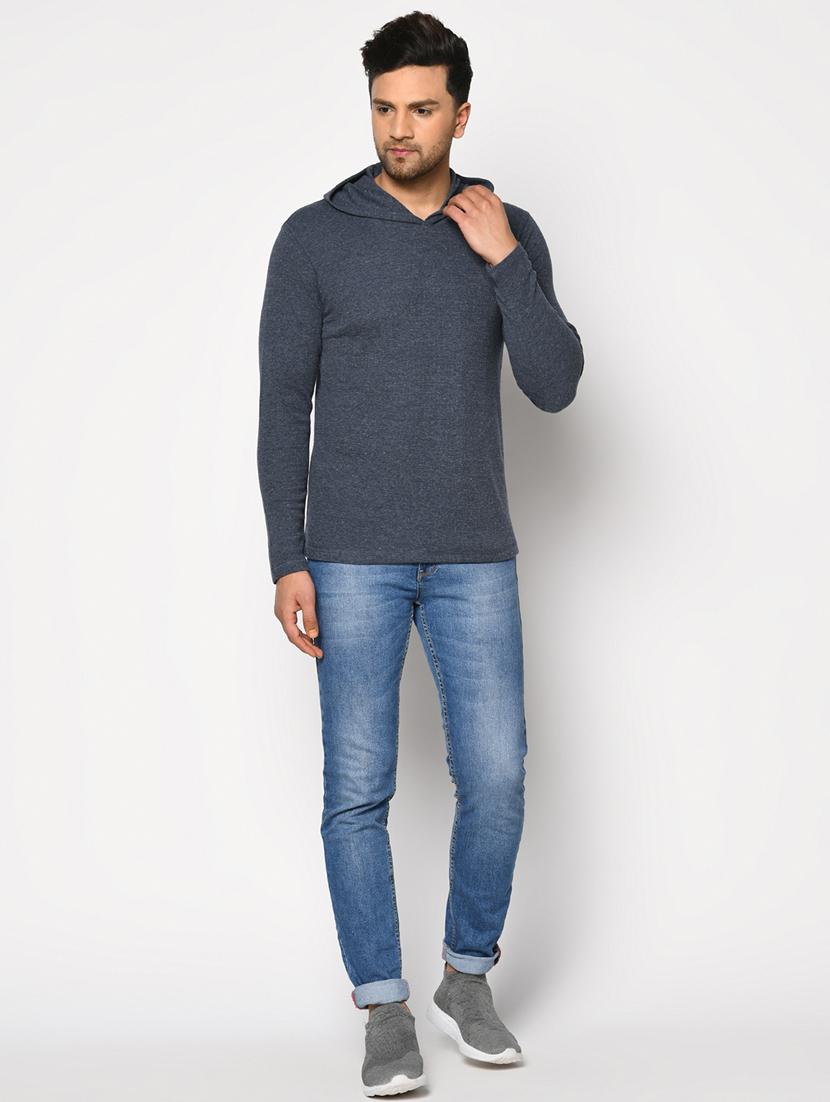 blue solid hooded t-shirt - 17624703 - Zoom Image - 3