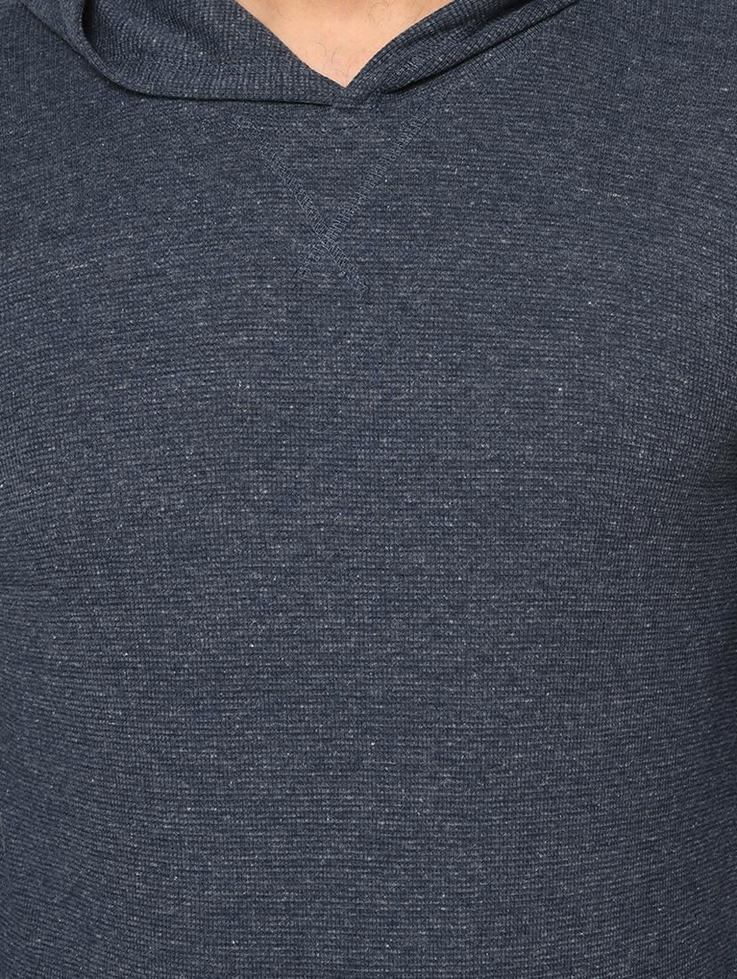 blue solid hooded t-shirt - 17624703 - Zoom Image - 4