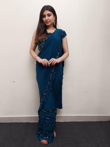designer drape saree with blouse - 17624725 - Standard Image - 1