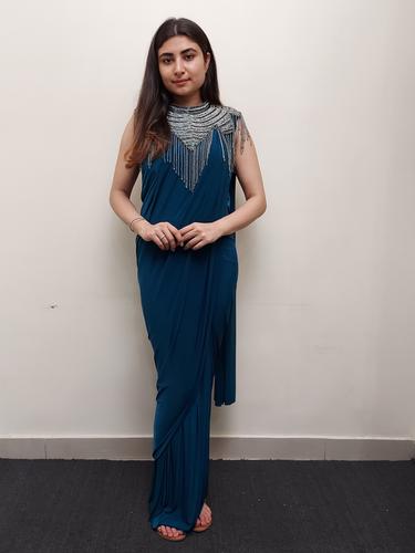 designer drape saree with blouse - 17624923 - Standard Image - 1