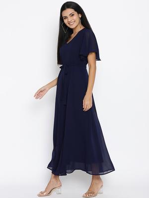 tie front fit & flare dress - 17624961 - Standard Image - 3