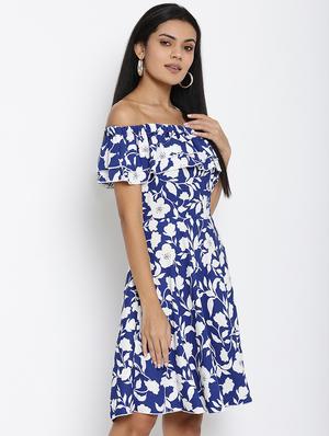off shoulder fit & flare dress - 17624969 - Standard Image - 3