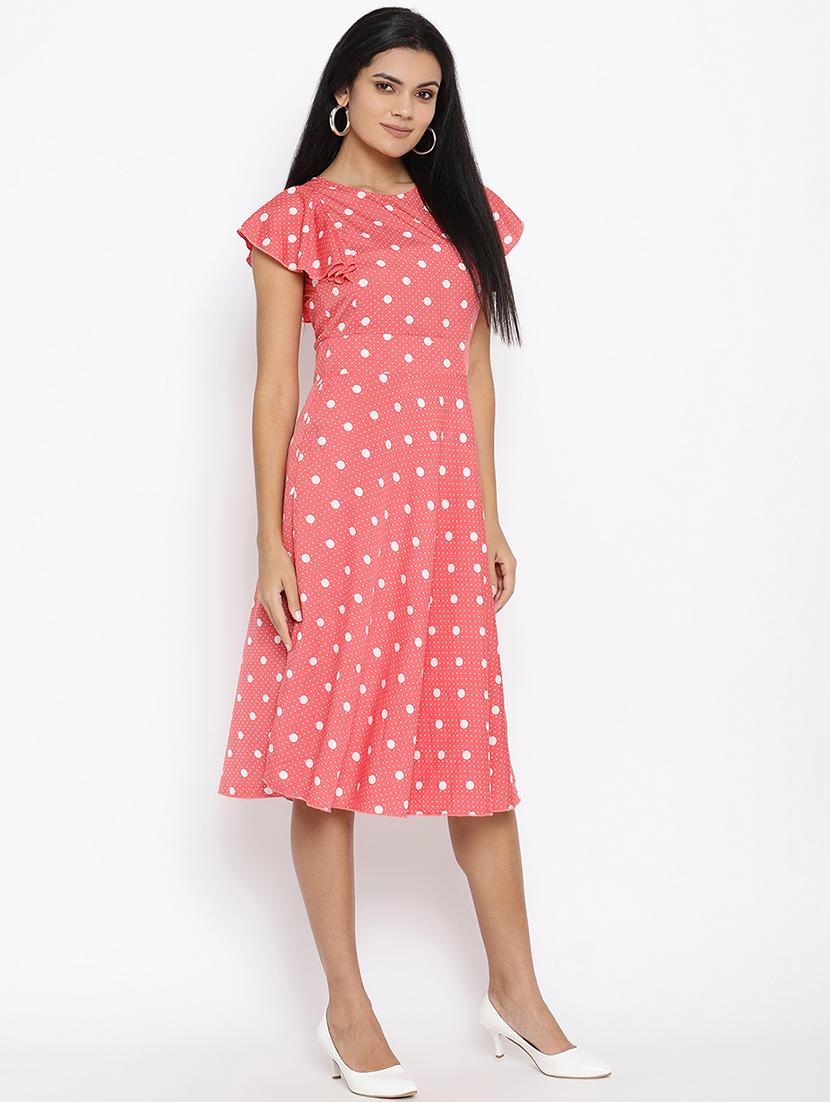 round neck polka dot flared dress - 17624982 - Zoom Image - 1