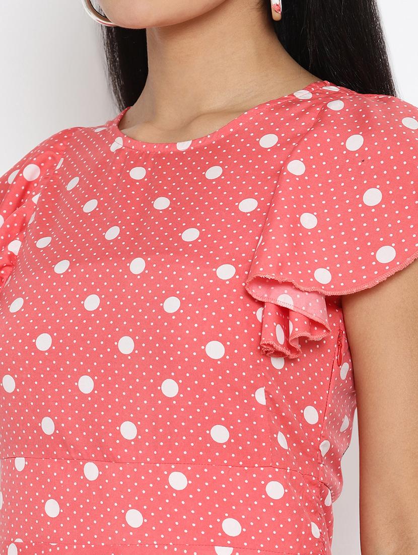round neck polka dot flared dress - 17624982 - Zoom Image - 3