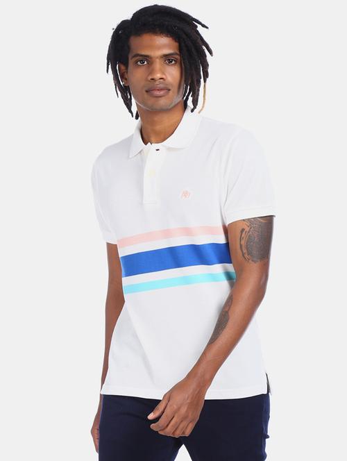white striped polo t-shirt - 17625460 - Standard Image - 1