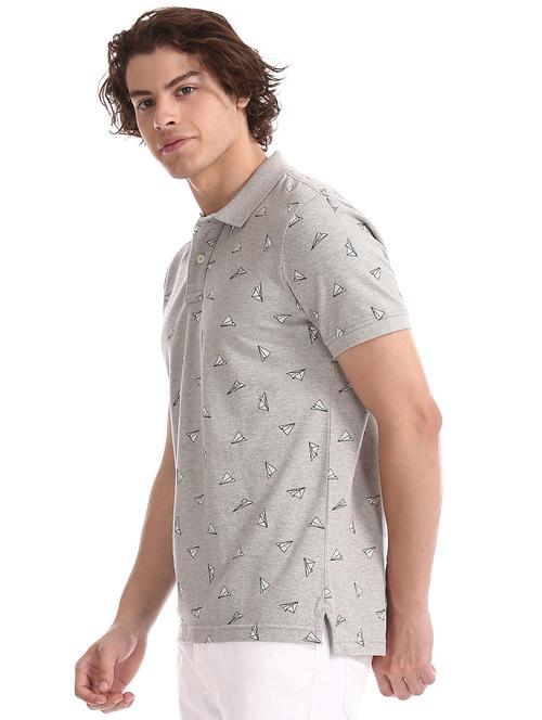 grey printed polo t-shirt - 17625544 - Very Small Image - 1