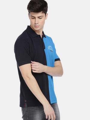 blue color block polo t-shirt - 17625725 - Standard Image - 2