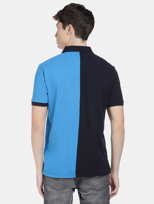 blue color block polo t-shirt - 17625725 - Standard Image - 3