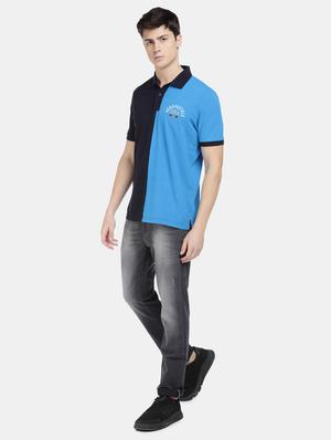 blue color block polo t-shirt - 17625725 - Standard Image - 4