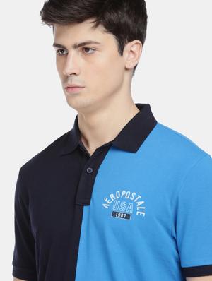 blue color block polo t-shirt - 17625725 - Standard Image - 5