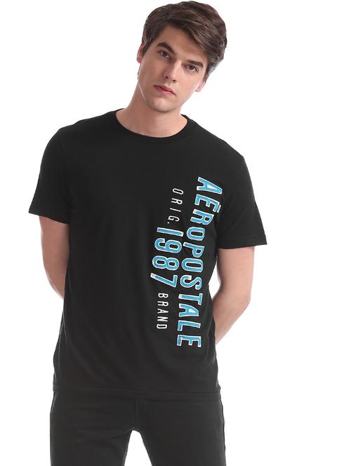 black front print t-shirt - 17626027 - Very Small Image - 1