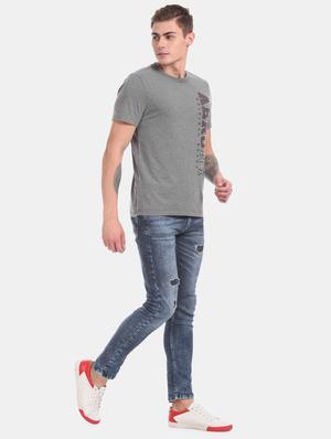 grey front print t-shirt - 17626185 - Standard Image - 4