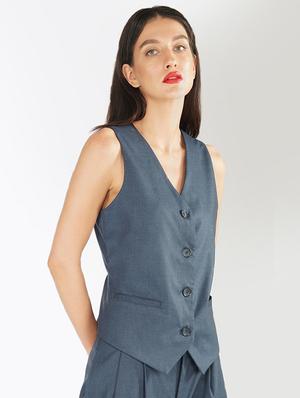 navy blue solid waist coat - 17626483 - Standard Image - 2