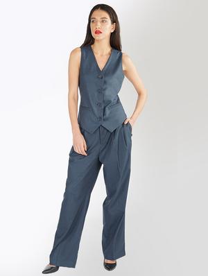 navy blue solid waist coat - 17626483 - Standard Image - 4