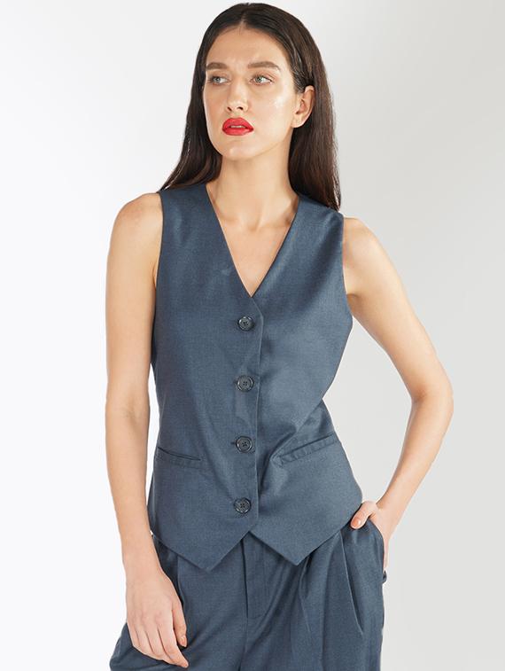 navy blue solid waist coat - 17626483 - Zoom Image - 1