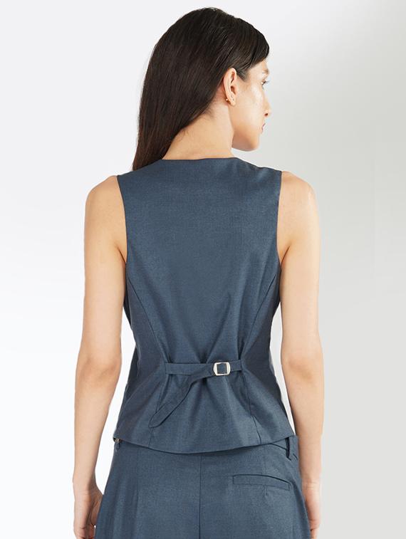 navy blue solid waist coat - 17626483 - Zoom Image - 3