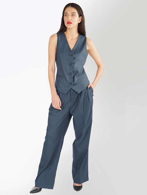 navy blue solid waist coat - 17626483 - Zoom Image - 4