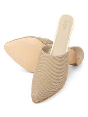 beige fabric slip on sandals - 17626487 - Standard Image - 4
