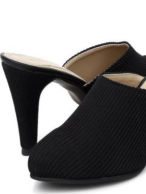 black fabric slip on sandals - 17626488 - Standard Image - 6